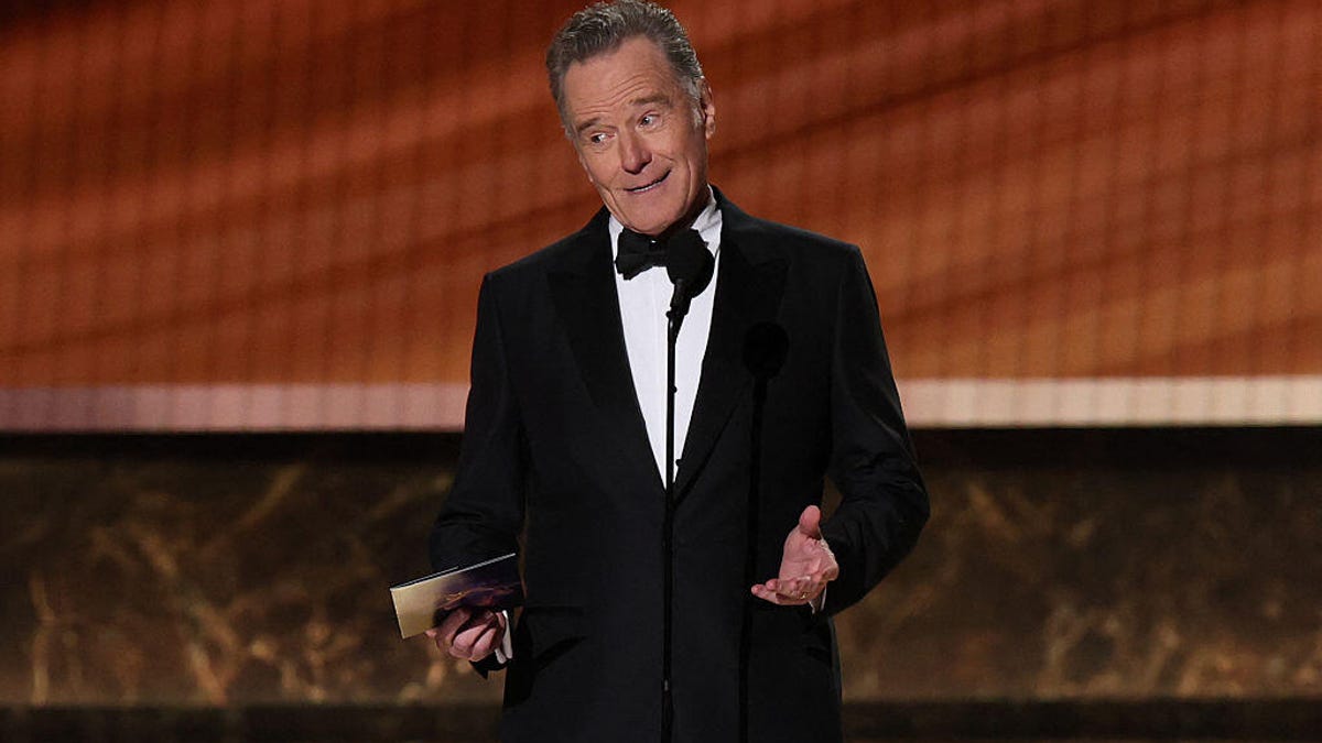 Bryan Cranston on stage at the 2025 Emmys