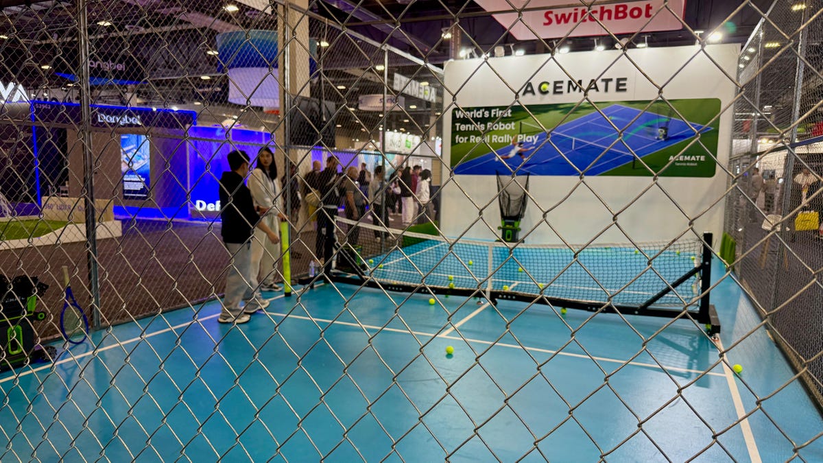 Acemate mini tennis court where the robot was demoed at CES 2026