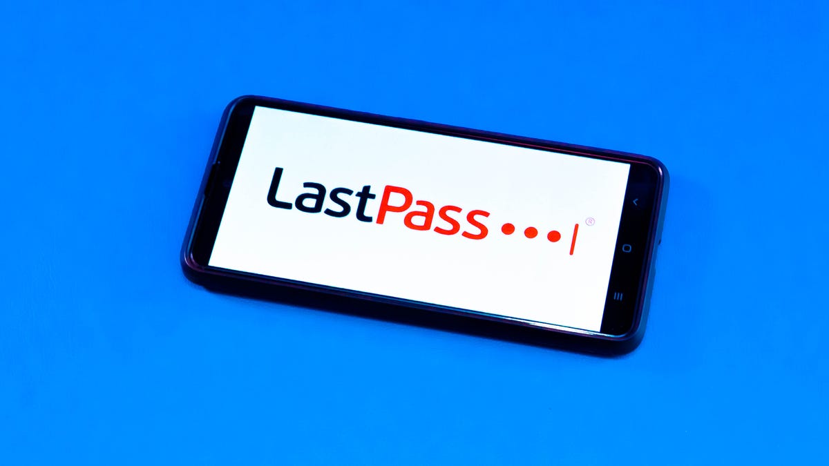 A phone with the LastPass logo on the screen.