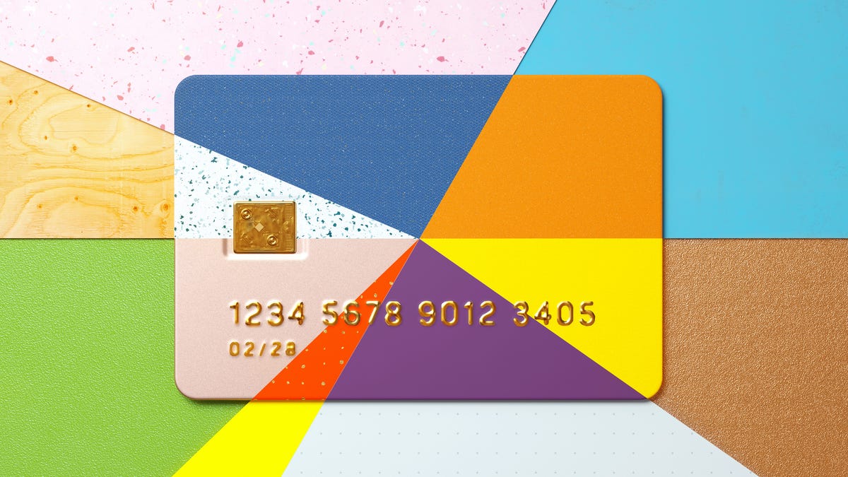 credit card on colorful background