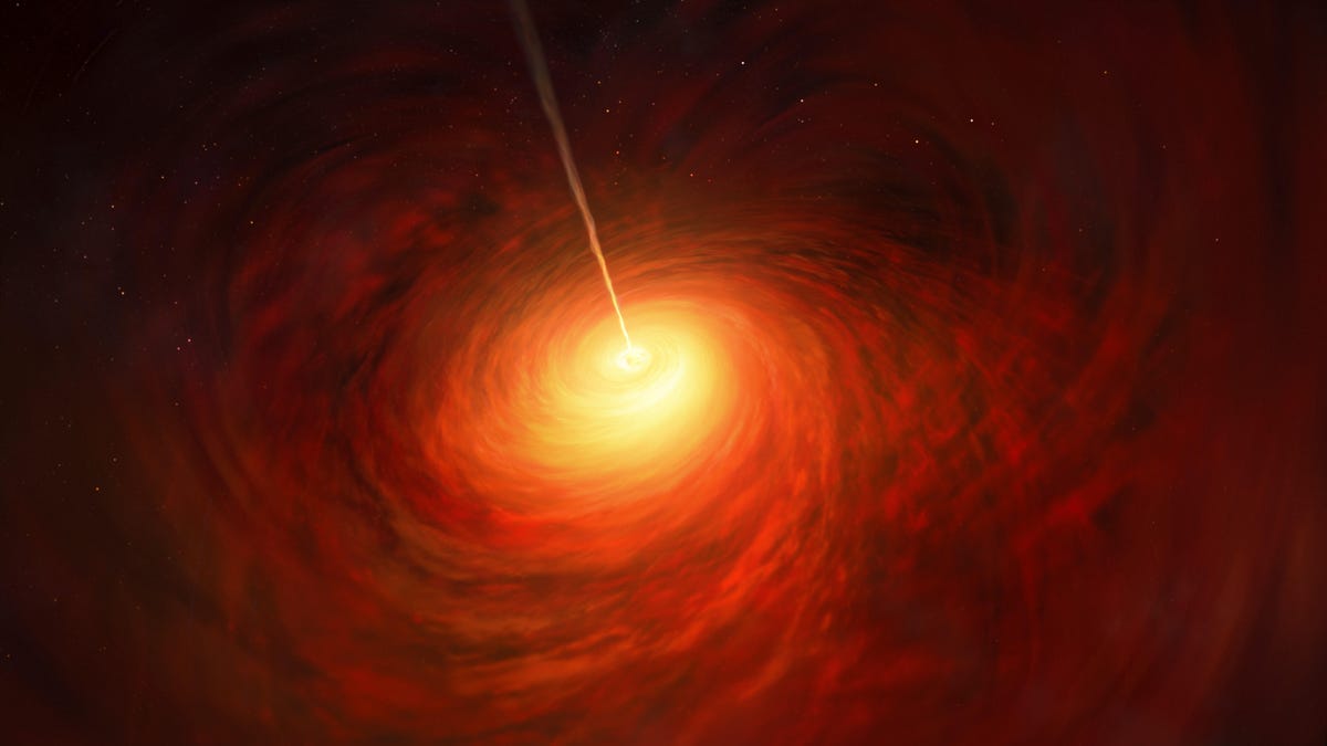 Artist's impression of the extreme environment at the center of galaxy Messier 87