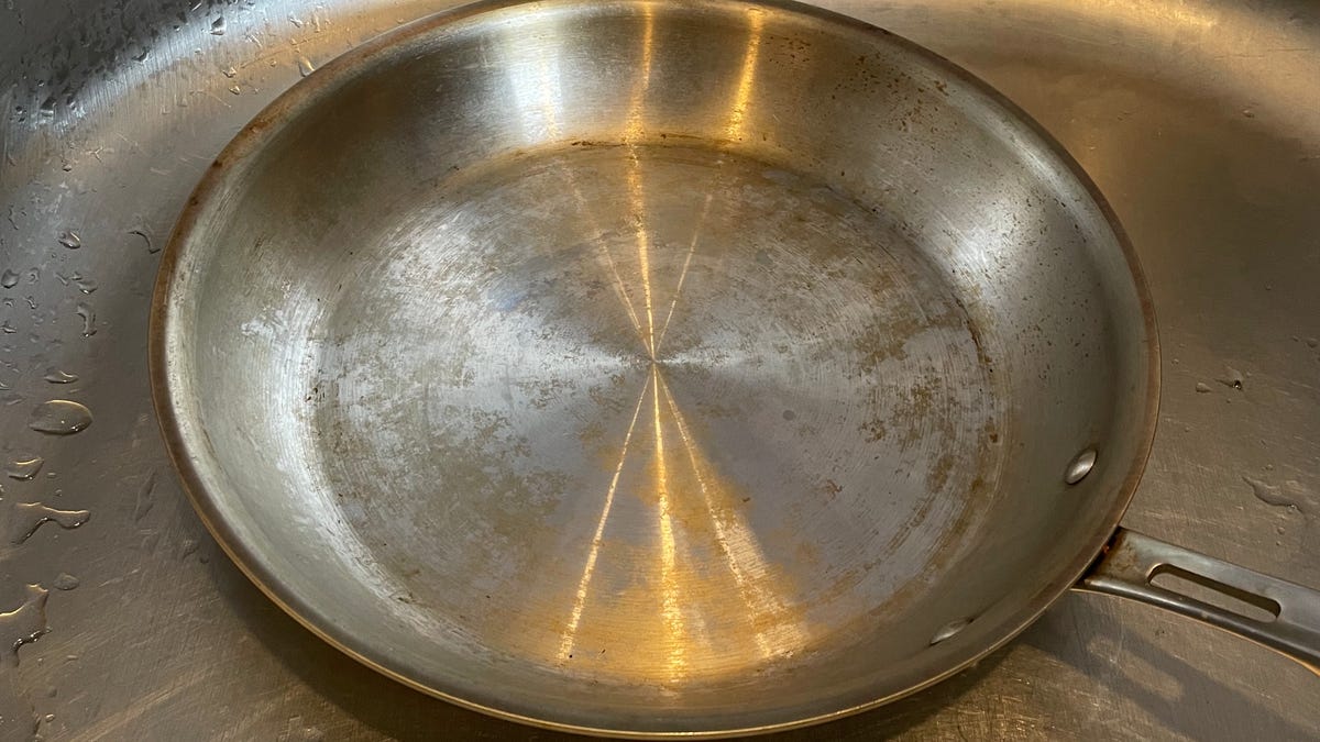 skillet with stains