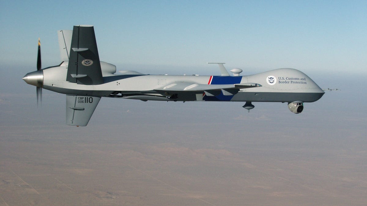 Homeland Security required that this Predator drone, built by General Atomics, be capable of detecting whether a standing human at night is "armed or not."