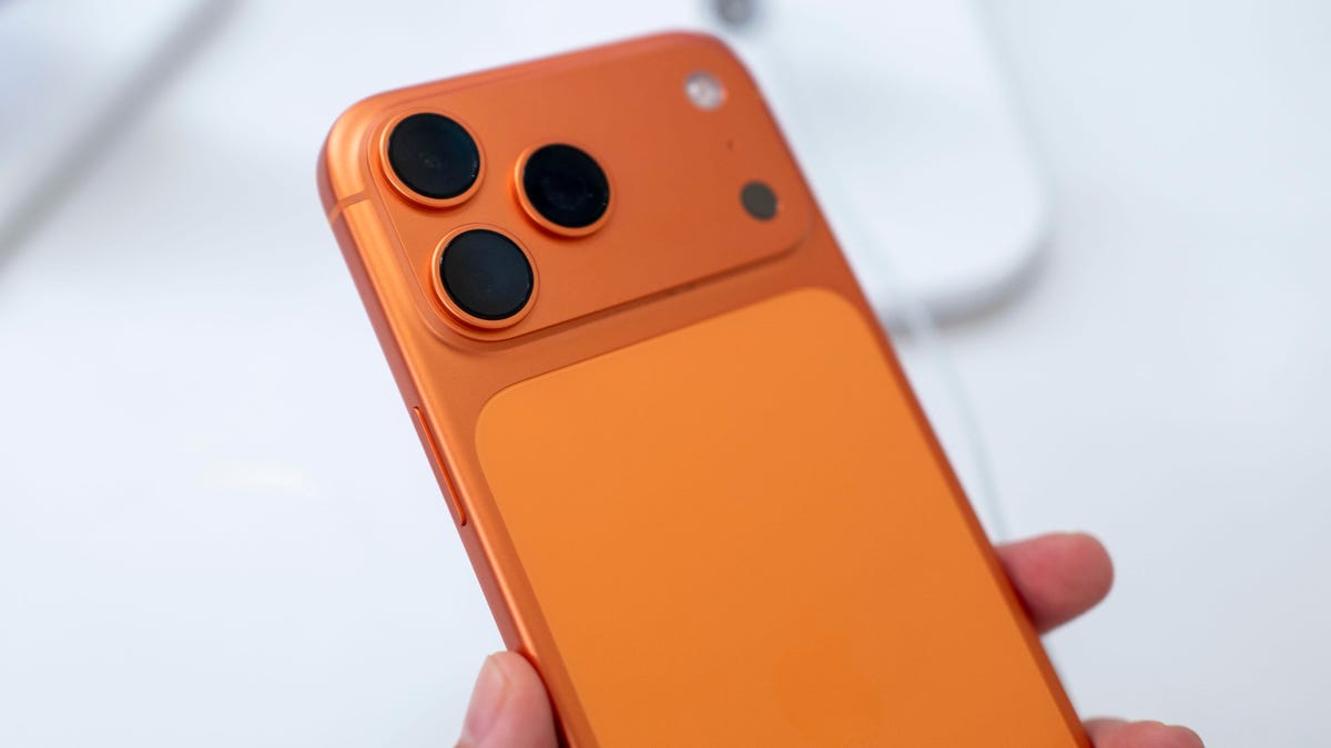 An orange iPhone 17 Pro.