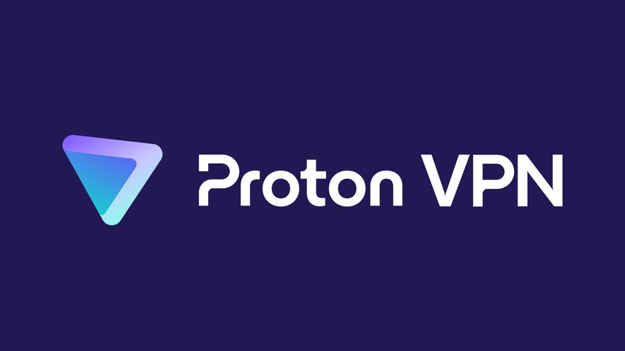 ProtonVPN logo on a dark purple background