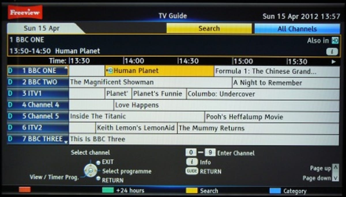 Panasonic TX-L47ET50B EPG