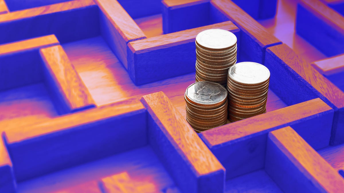 maze with coins stacked up