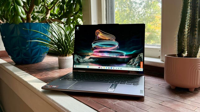 Lenovo Yoga 7 14 Gen 9 2-in-1 among house plants