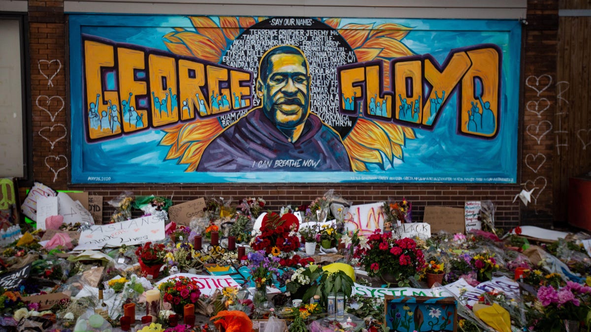 George Floyd memorial and mural in Minneapolis
