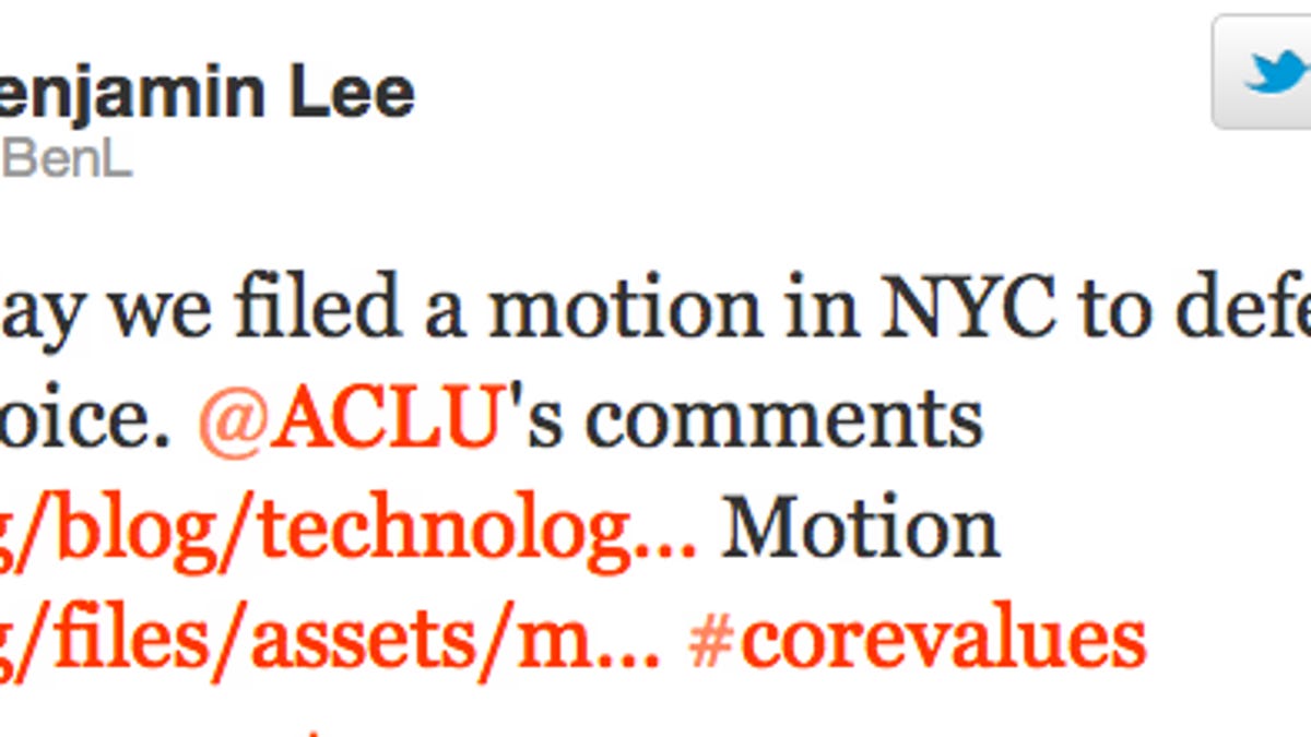 Twitter's legal counsel tweets about fighting a court order seeking user data.