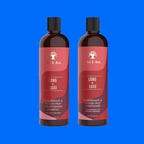 Two bottles of hair products, shampoo and conditioner