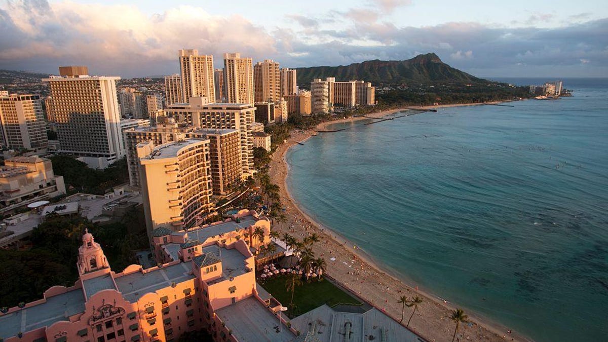 Waikiki Beach on the Hawaiian island of Oahu.