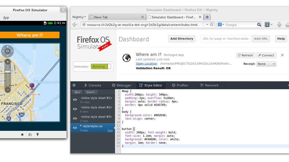 Mozilla's Firefox OS simulator is a Firefox add-on that lets people test their software without an actual phone.