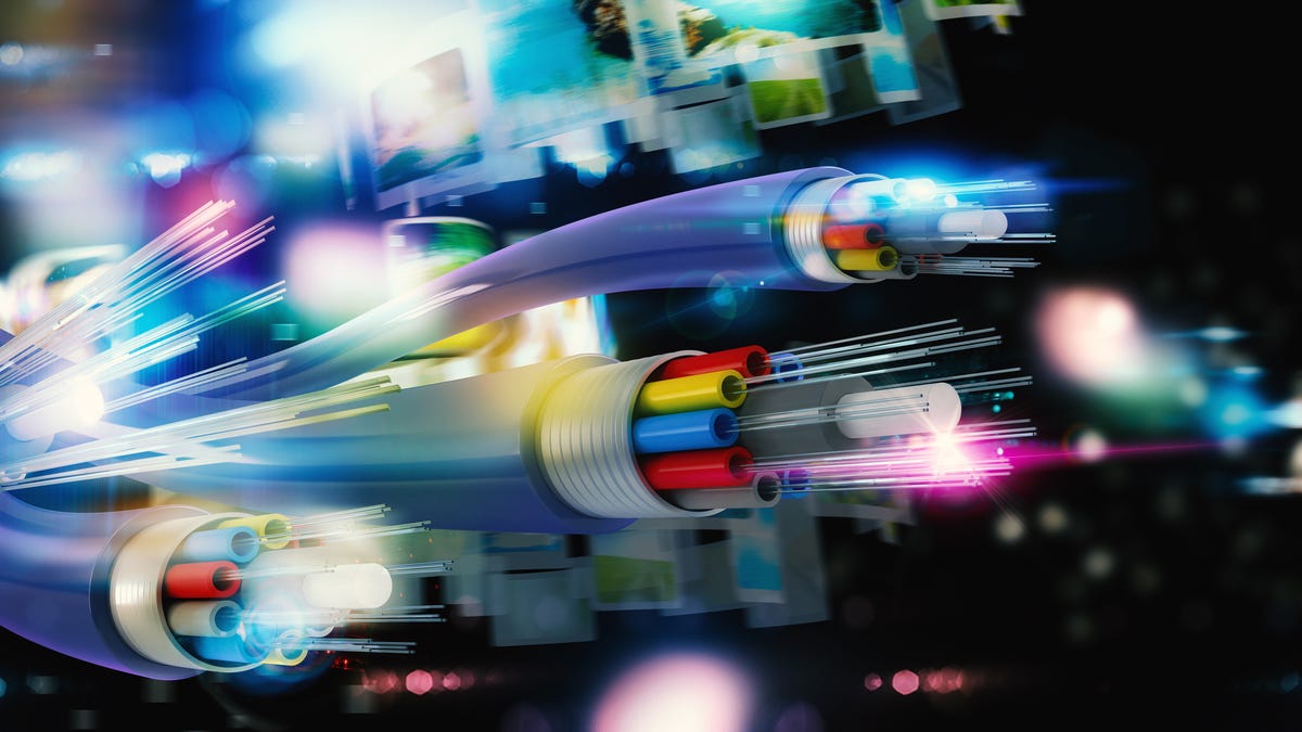 Image of an internet connection with optical fiber.