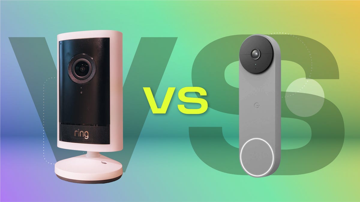 Ring's cam and Nest's doorbell on CNET's vs. menu