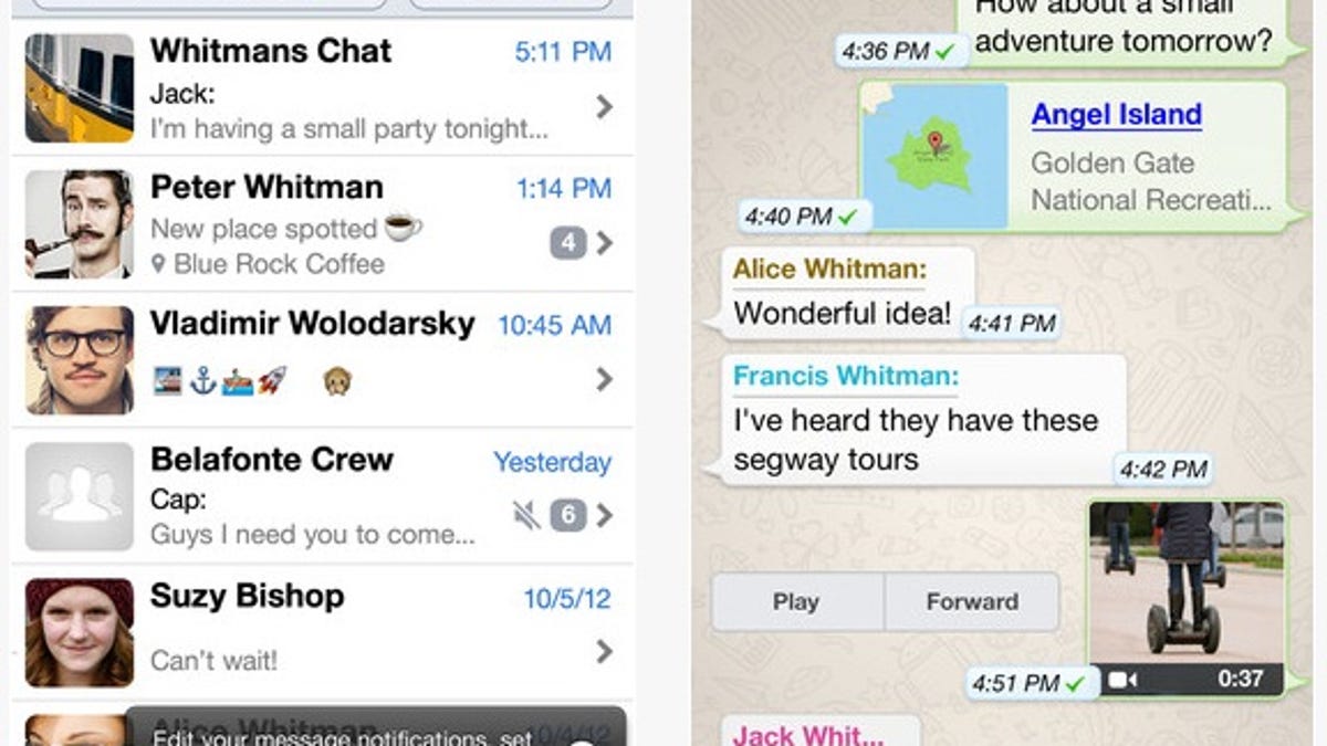 WhatsApp running on iOS.