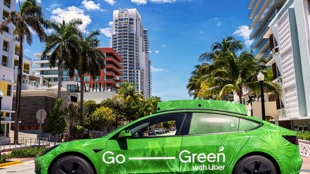 An Uber Green car in Miami