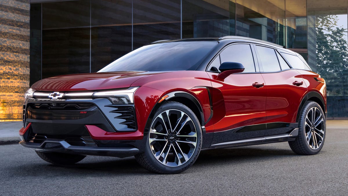 2024 Chevy Blazer EV parked outside a building