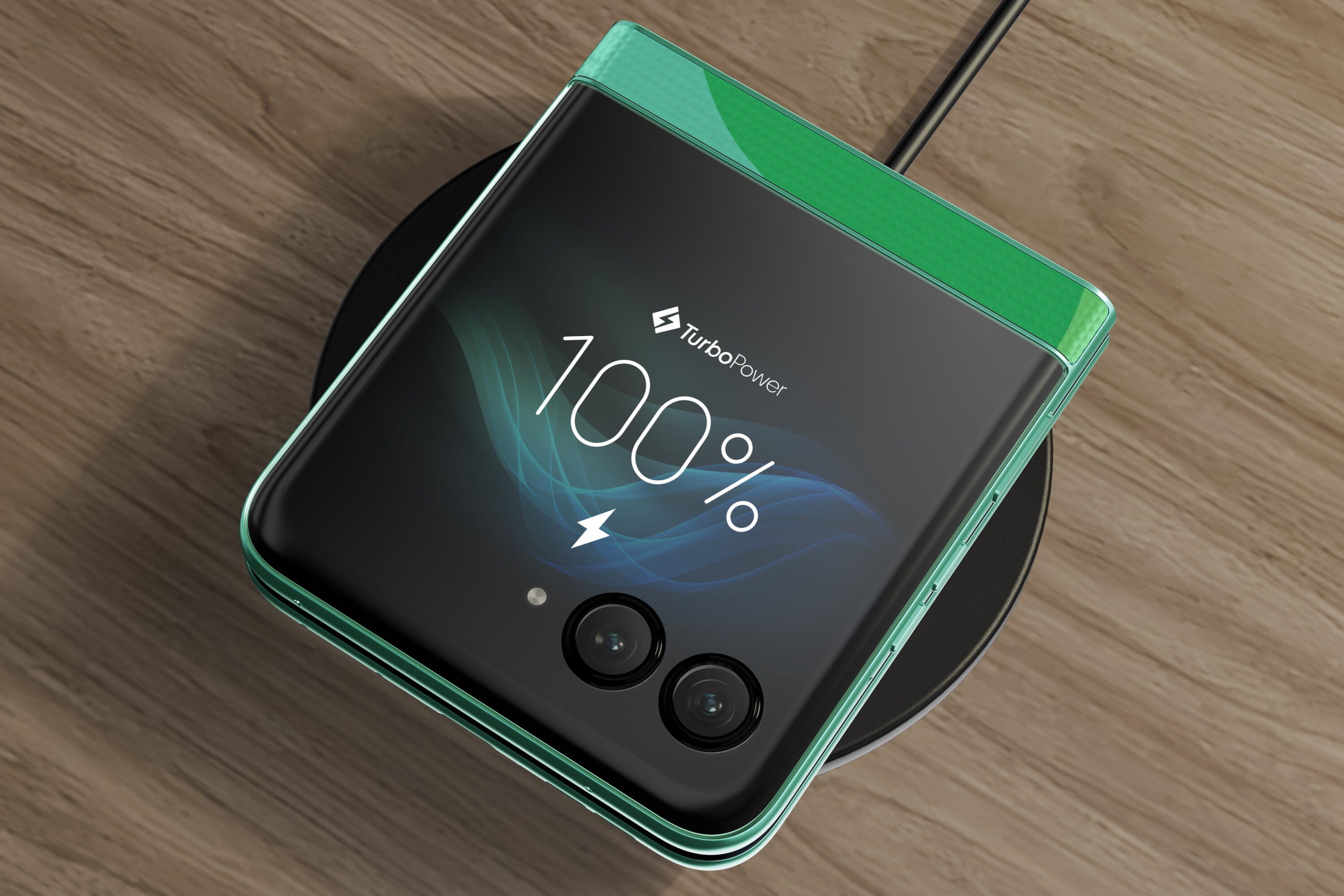 A Motorola Razr FIFA World Cup 26 Edition charging