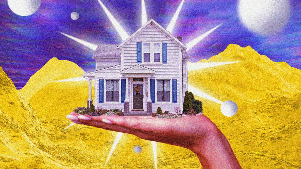 Dollar bill folded into the shape of a house