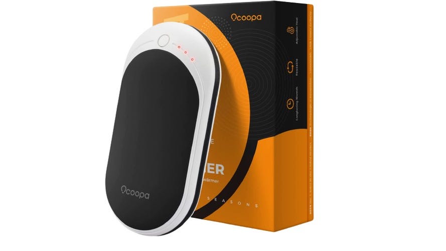 A white and black oval with lights on