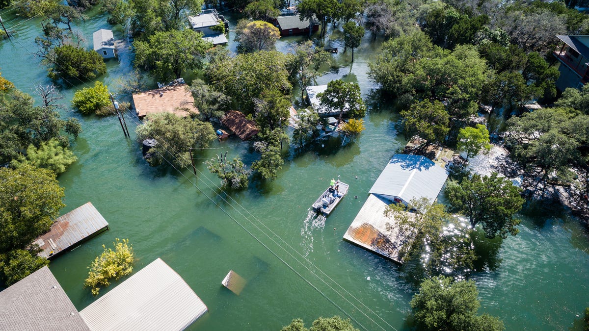 aerial view of flood zone.