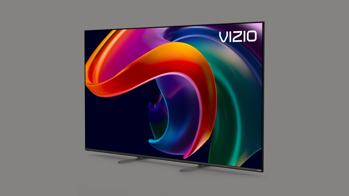 A Vizio MQX series TV with a colorful test screen