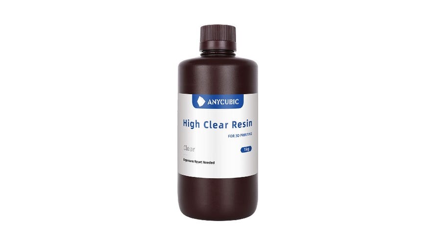 A brown bottle of high clear 3D printer resin