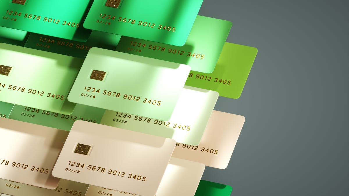 green and cream credit cards