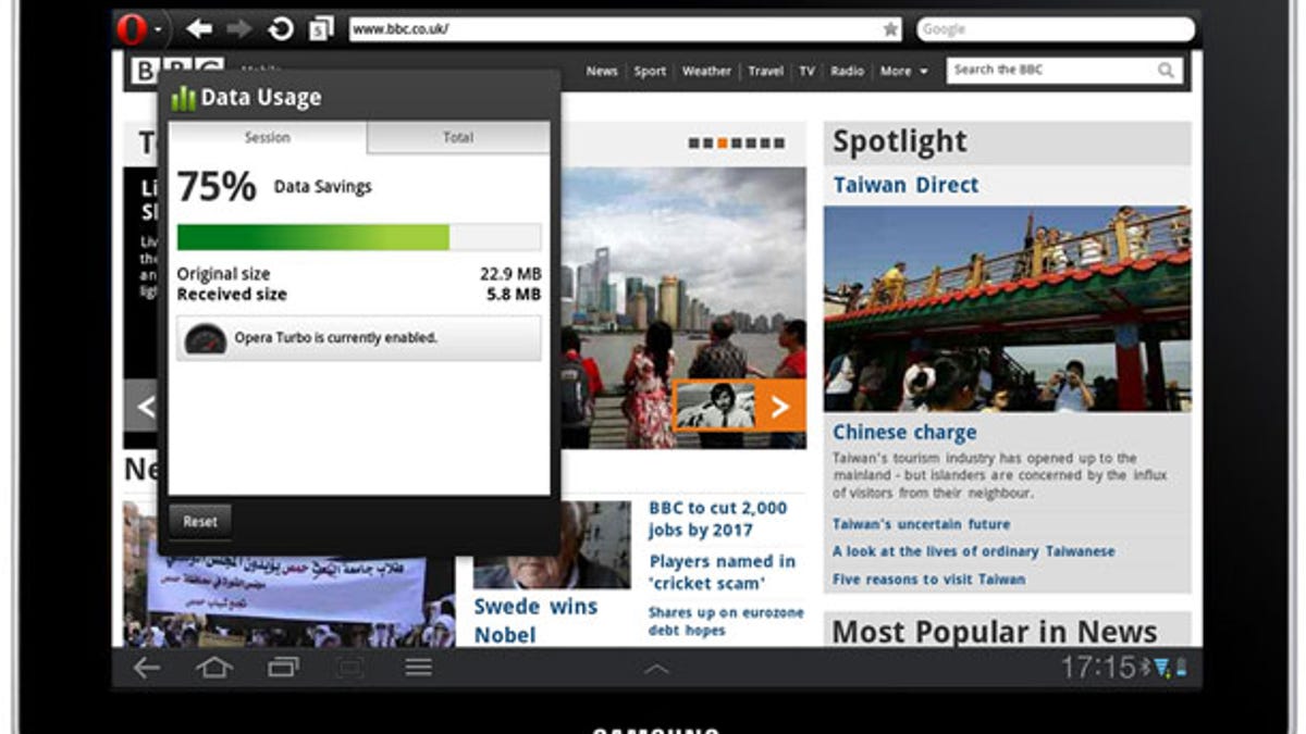 Opera's mobile browsers now tell people how much data the proxy-server approach is cutting out of their data plans.
