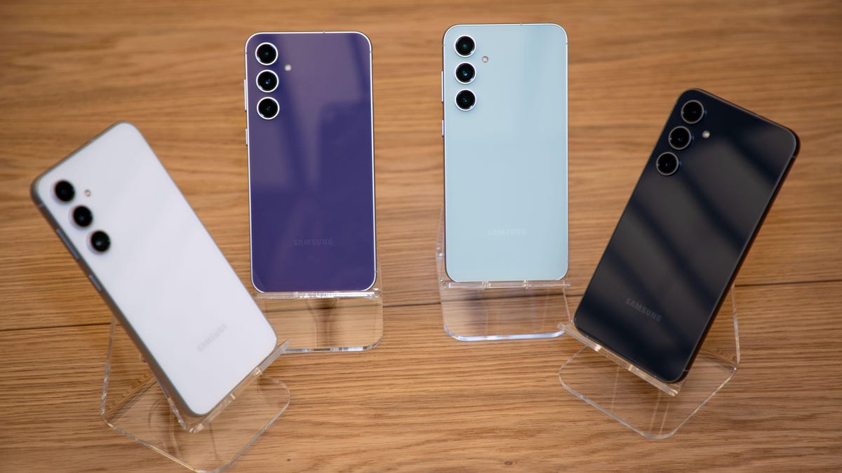 Four Galaxy S23 FE phones.