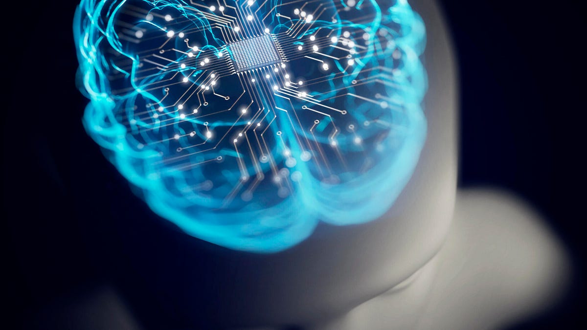 A brain illustrated to look like computer circuits.