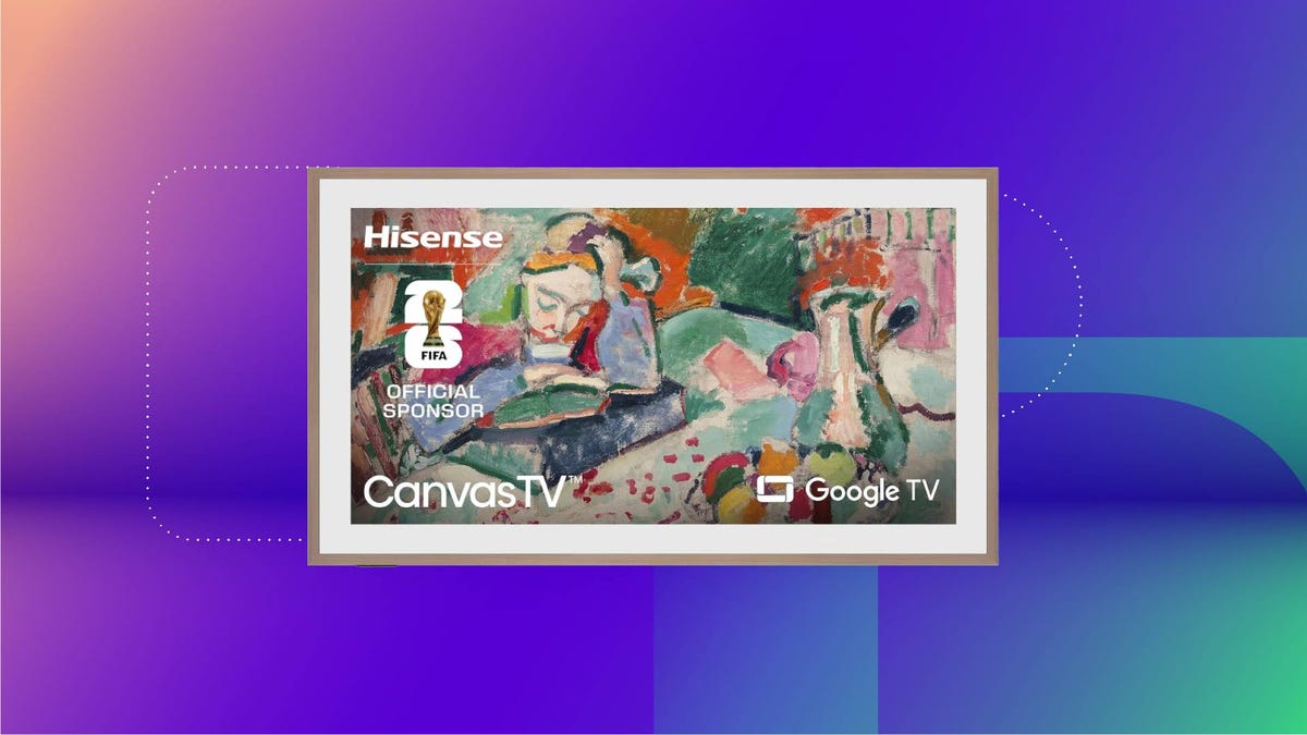 A TV against a purple gradient CNET background.