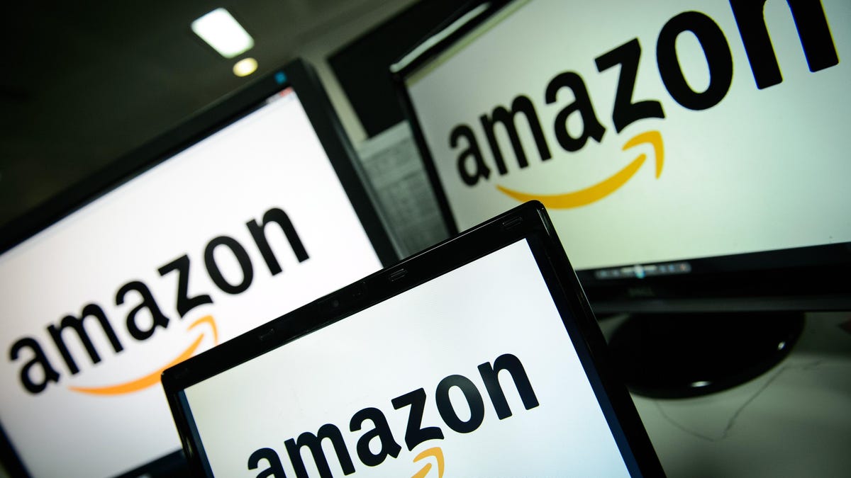 Screens show Amazon's logo
