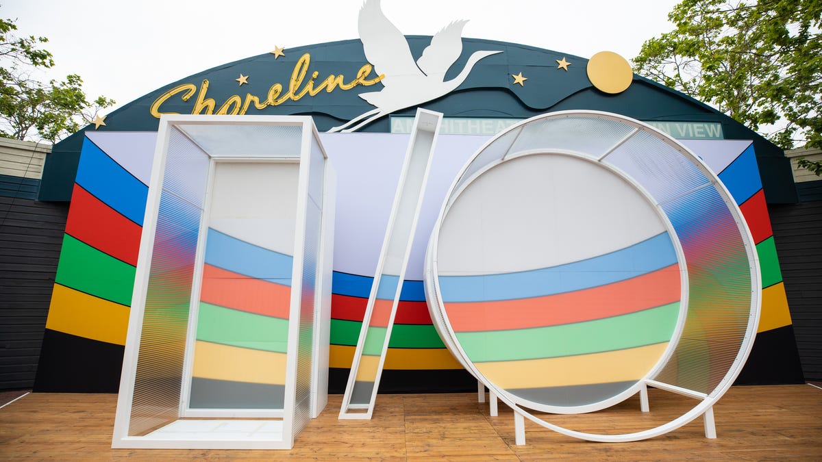 Google I/O sign at Shoreline ampitheater