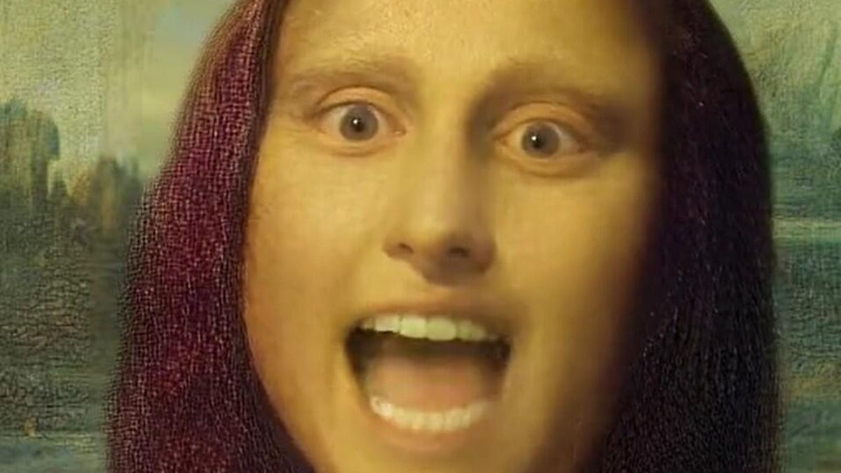 Screenshot of AI-generated Mona Lisa rapping