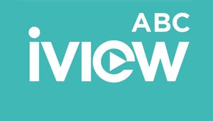 The logo for Australian on demand streaming service ABC iview on a light green background.