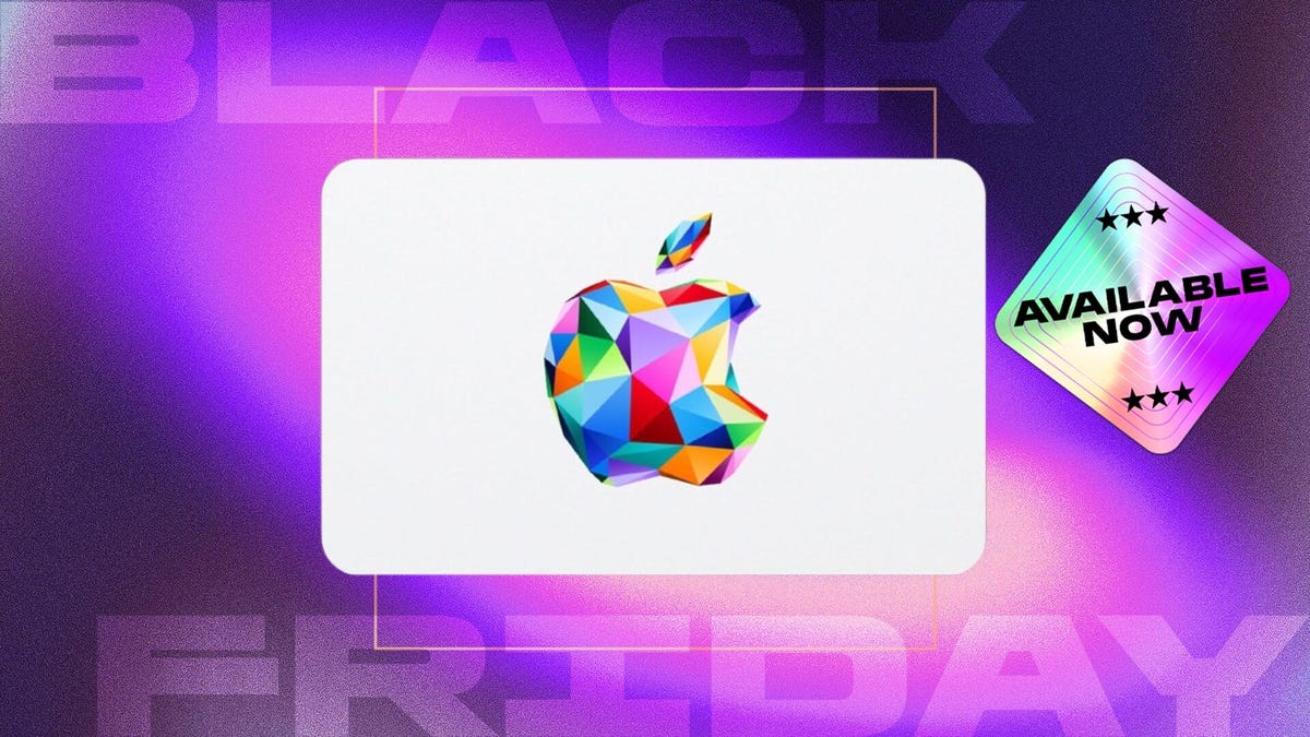Apple gift card on purple background