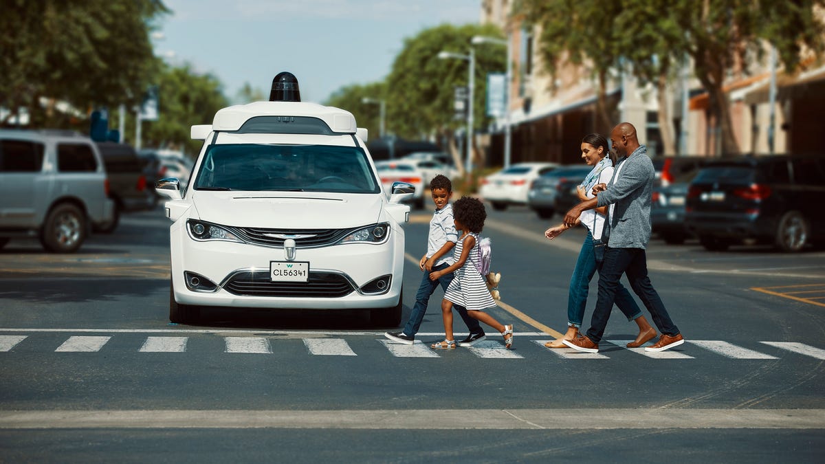 Waymo One at a crosswalk