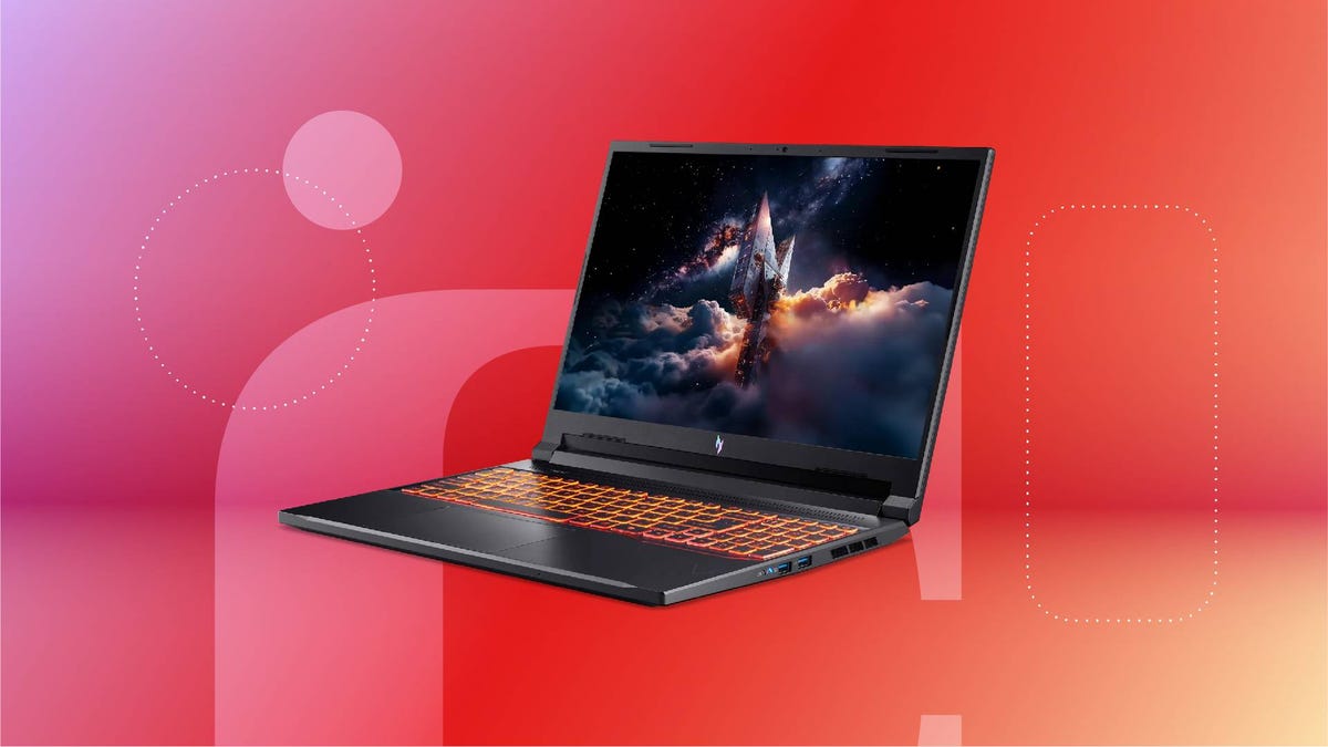 An open laptop against a red gradient CNET background.