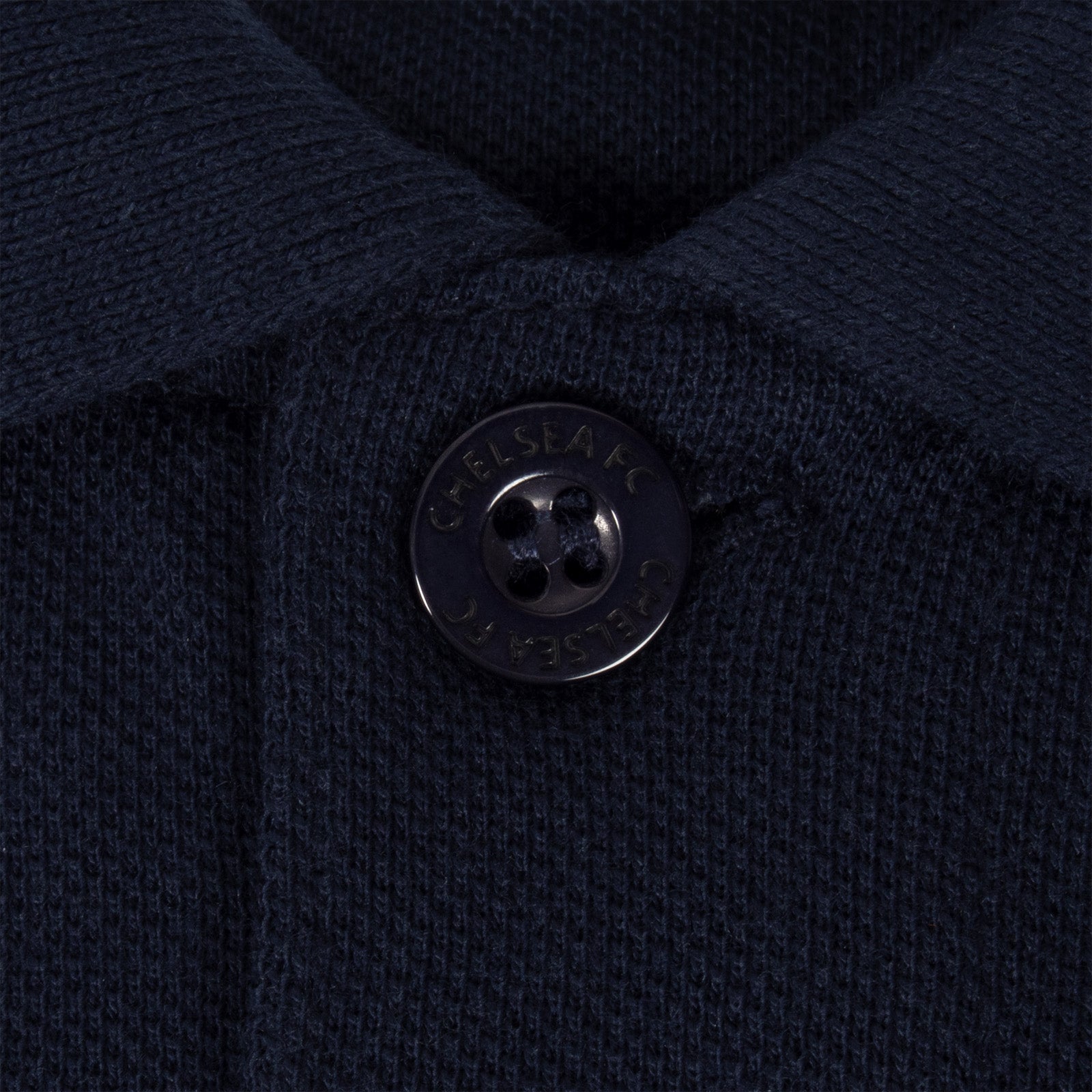 Chelsea polo shirt for kids in navy blue with club crest to chest.