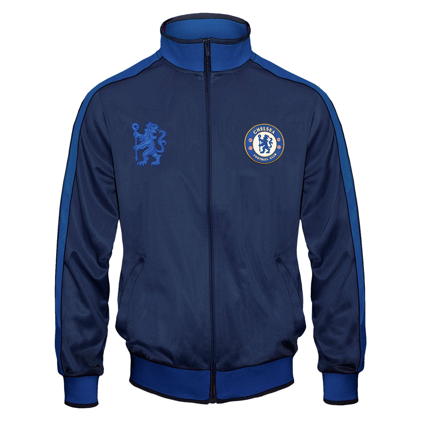 Chelsea kids retro track jacket in navy blue with club crest to chest.