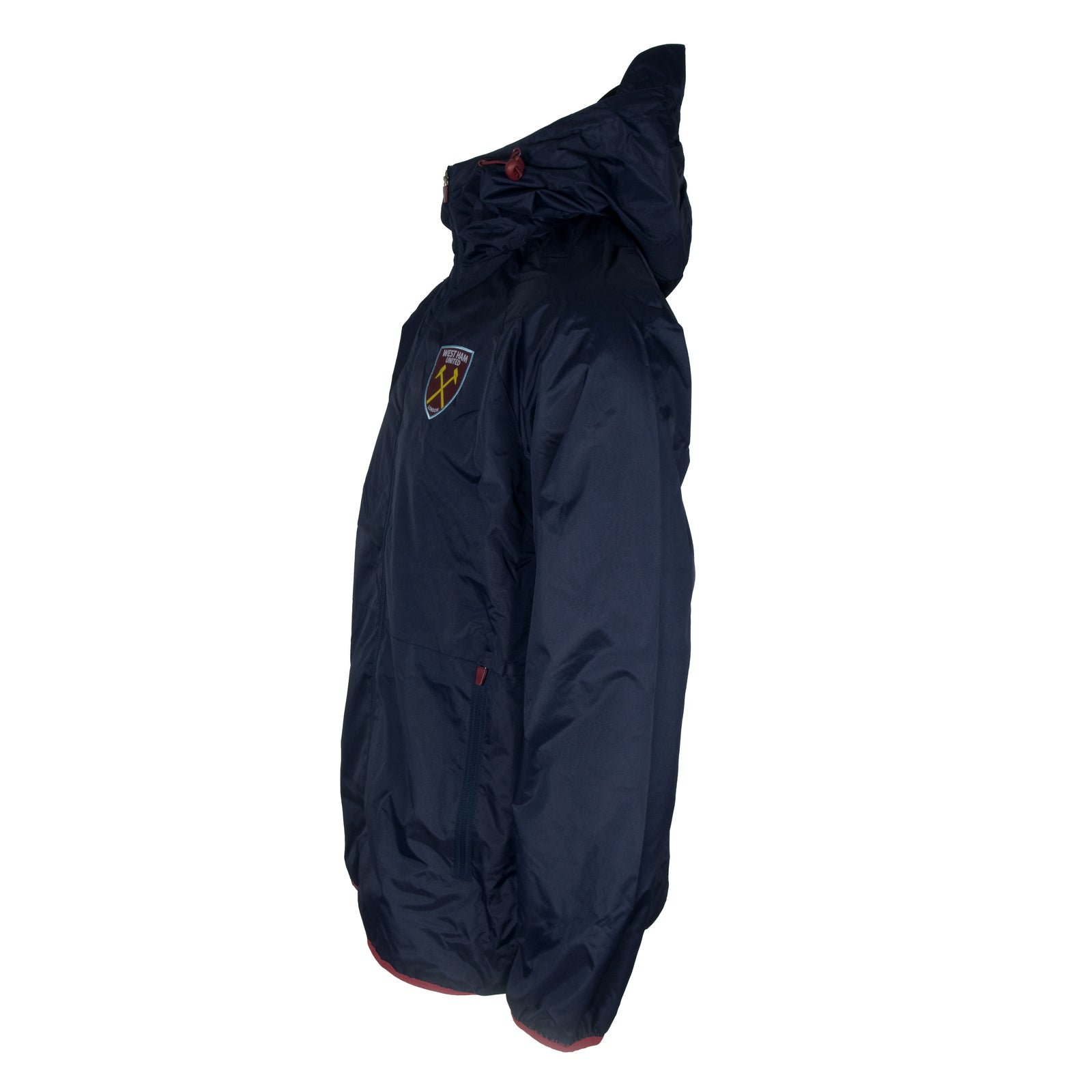 West Ham adults shower jacket in navy with club crest and pockets to front