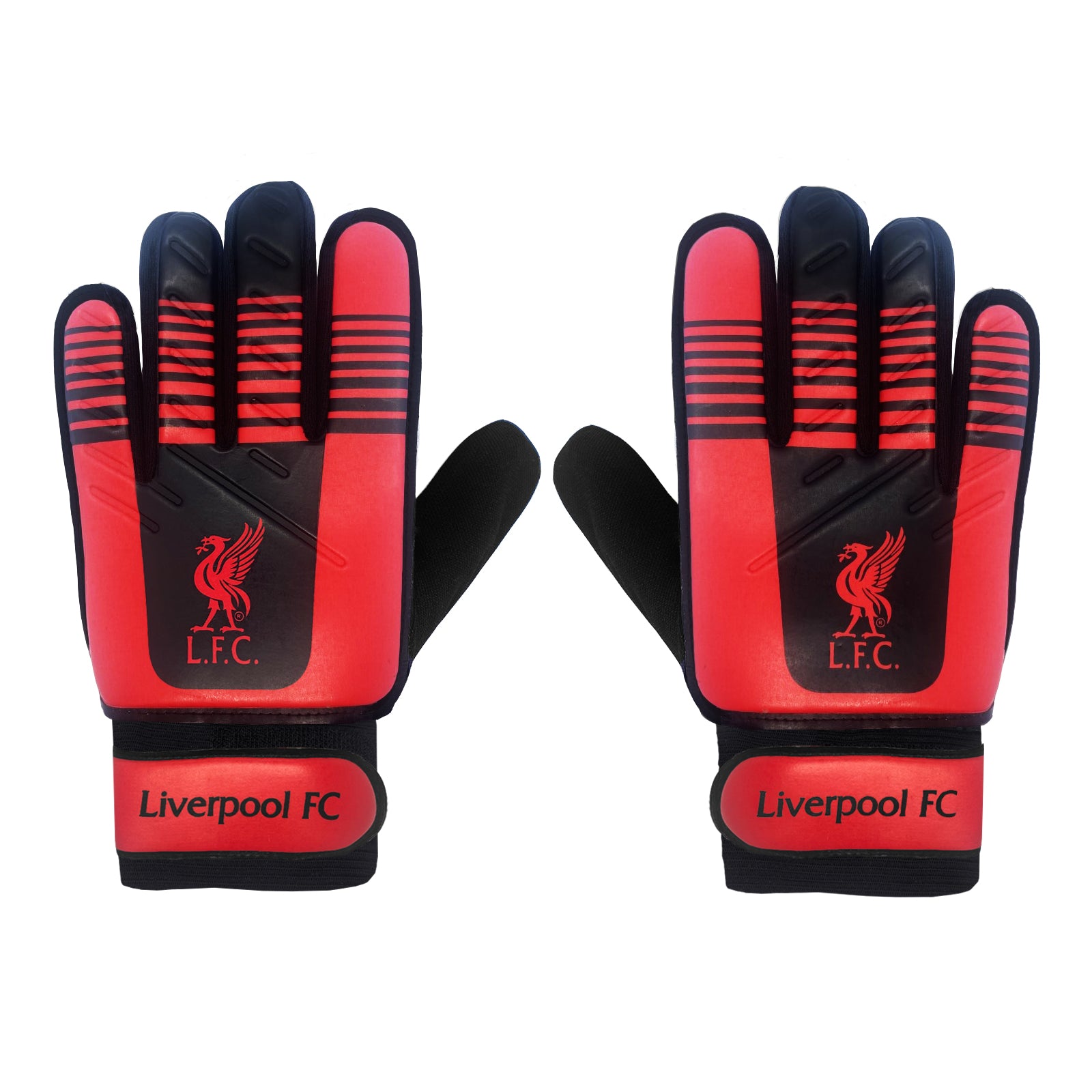 Liverpool red goalkeeper gloves with LFC crest & text print to each glove