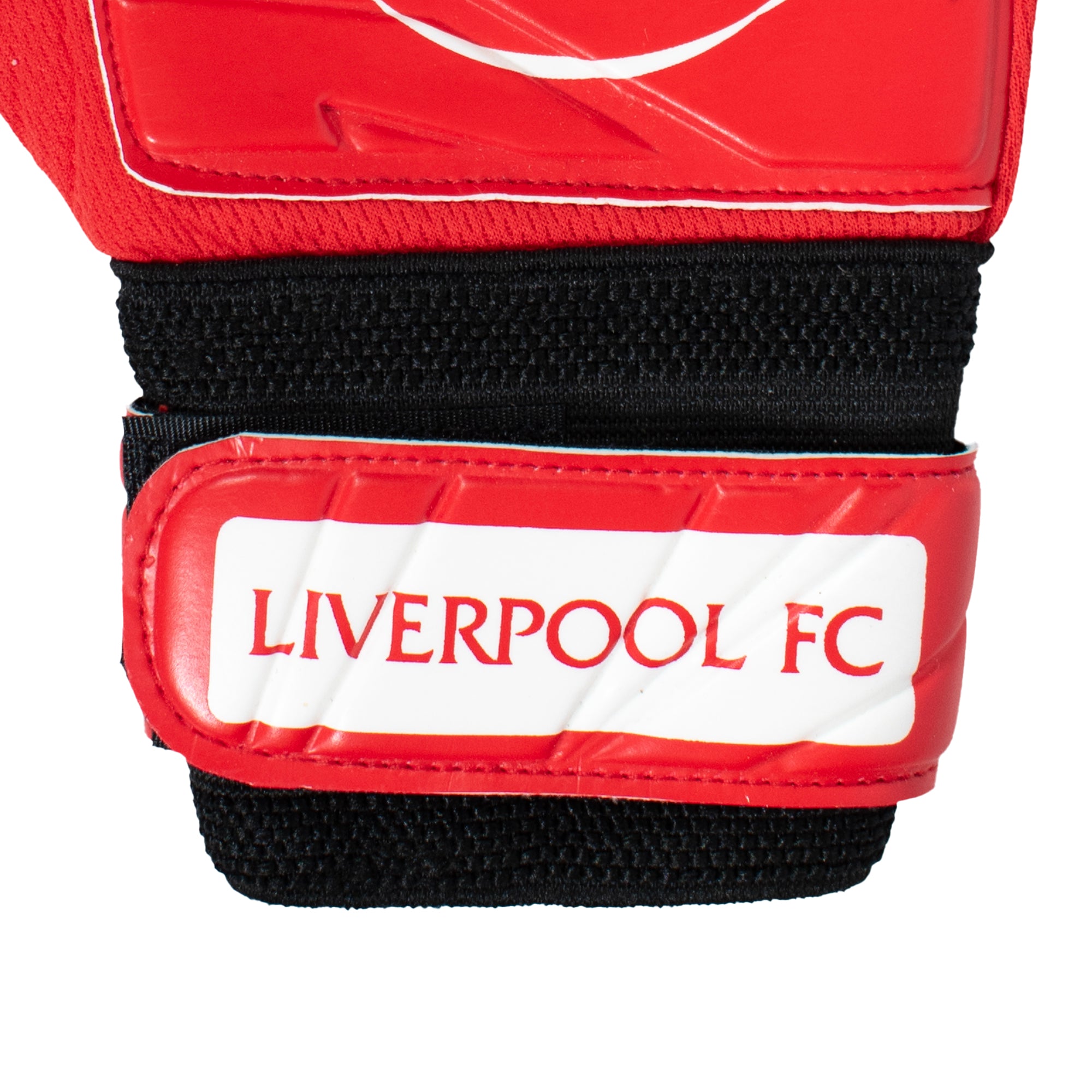 Liverpool red goalkeeper gloves with LFC crest & text print to each glove