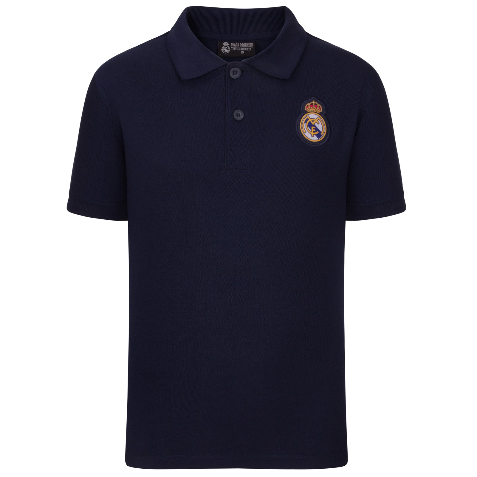 Real Madrid kids polo shirt in navy blue with club crest to chest.
