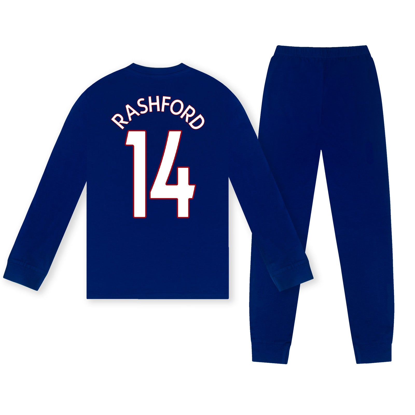 FC Barcelona kids long pyjamas in reflex blue. Long sleeve top featuring the club crest. Long legged bottoms with the club crest and Barca Text.