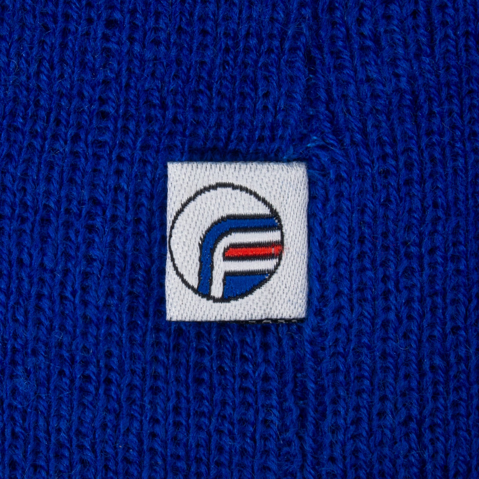 Rangers retro knitted beanie hat in blue, red & white