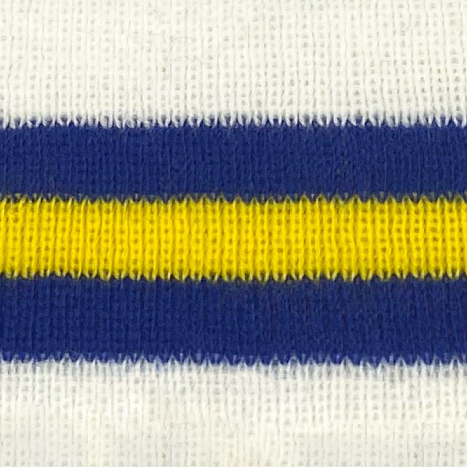 Leeds United retro knitted bobble hat in white, blue & yellow