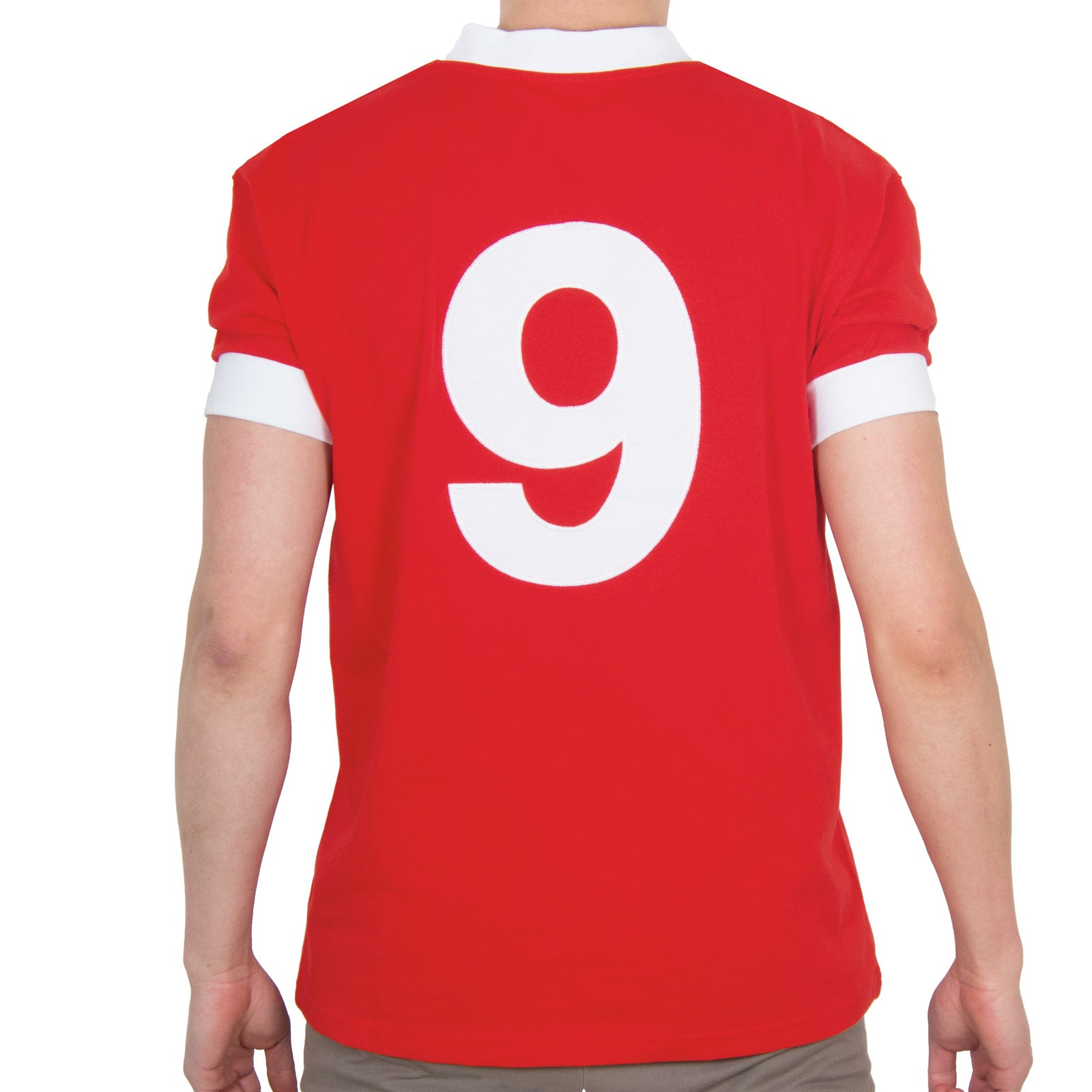Wales retro football shirt 1958 in red with crest to chest and a No.9 on back